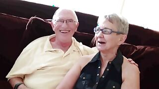 Granny unexpectedly beside grandfather give pleasure to boy